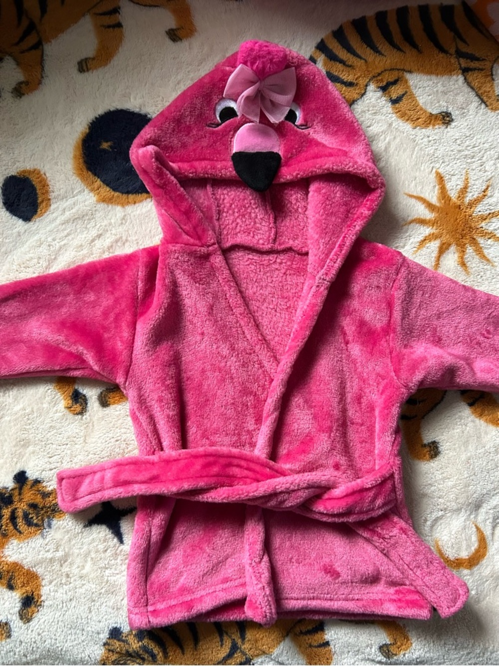 Hudson Baby Flamingo Plush Hooded Pink Robe 0-9 MOS